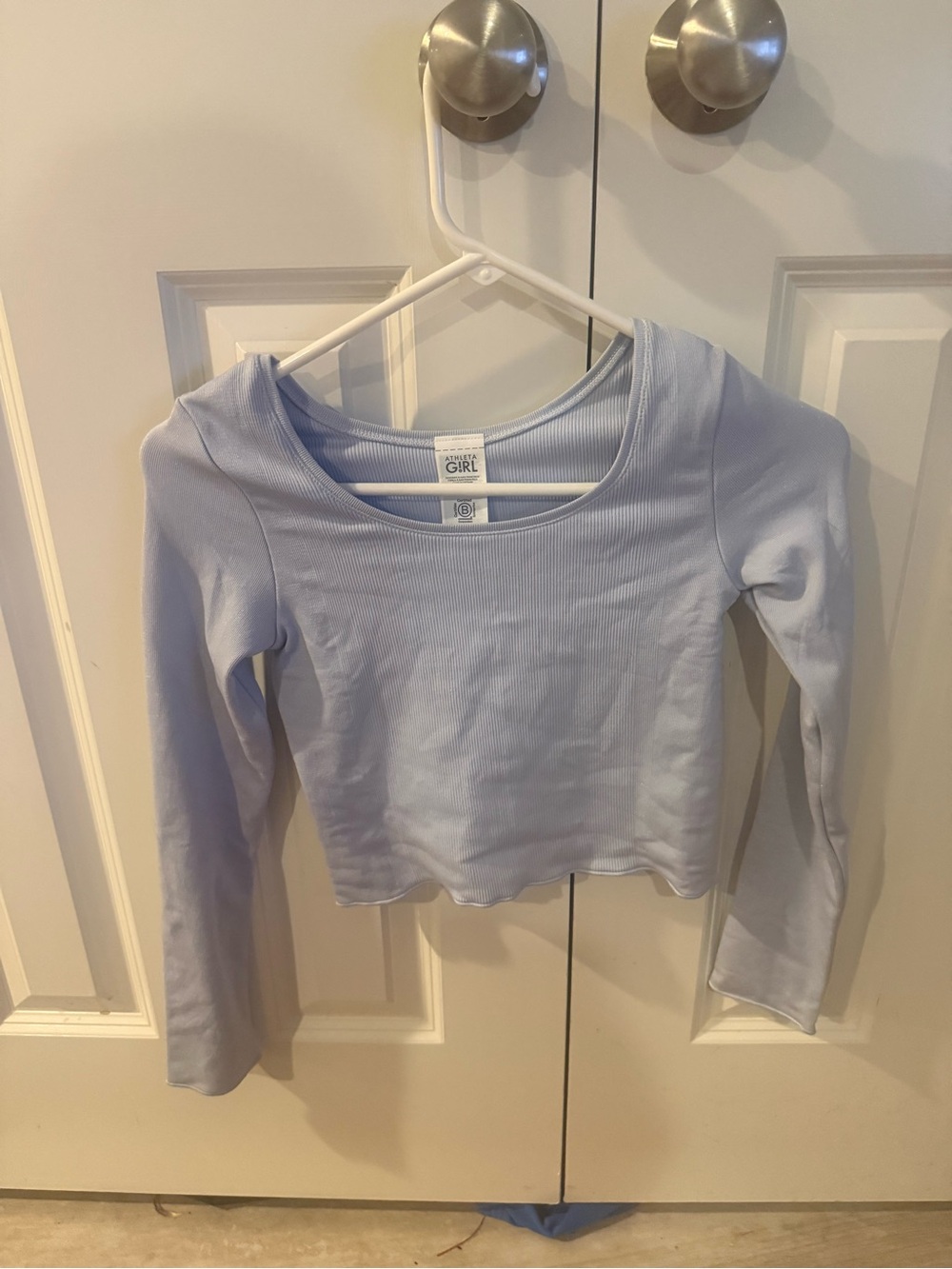 Athleta Girl Pale Blue Ribbed Crop Top